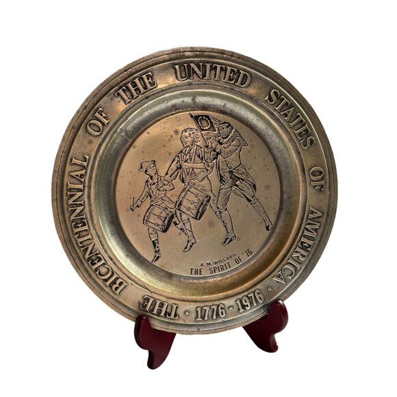 Bicentennial Of The United States Of America 1776-1976 Pewter Plate "The Spirit - Picture 2 of 7